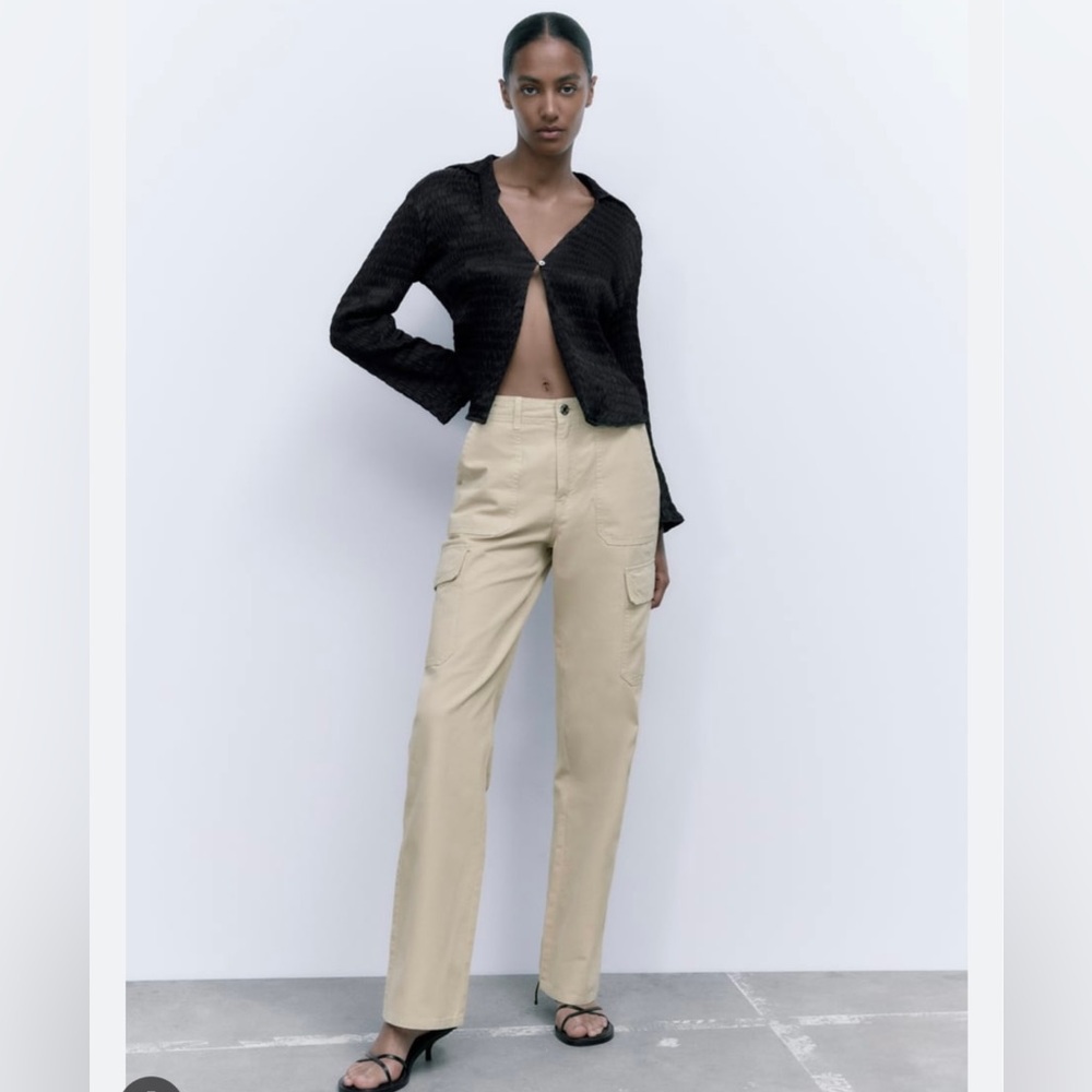 High Rise Trf Zara Straight Leg Cargo Pant